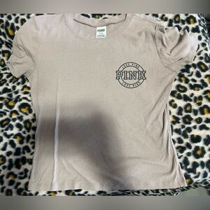 Pink Logo Ribbed T-Shirt